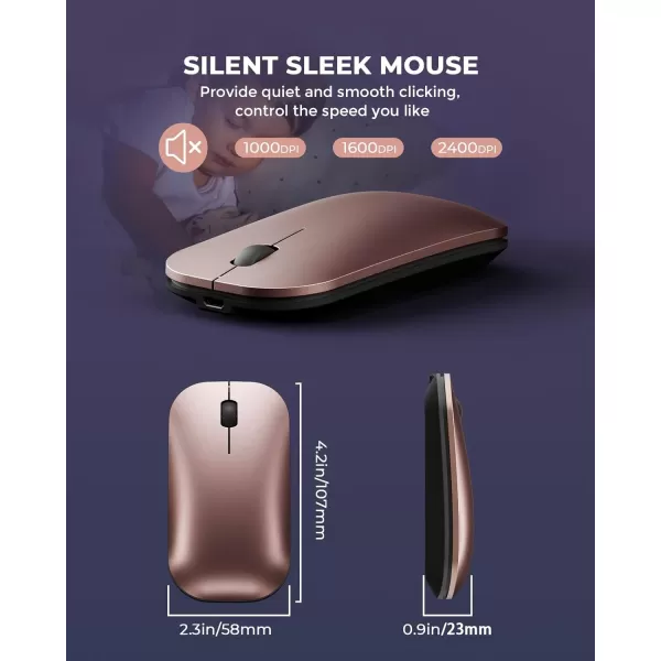 Wireless Bluetooth Keyboard and Mouse Combo USB  Dual BT seenda MultiDevice Rechargeable Slim Keyboard and Mouse Compatible for Win 7810 MacBook ProAir iPad Tablet  Black GrayBlack Rose Gold