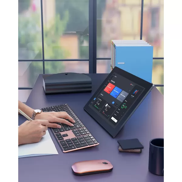 Wireless Bluetooth Keyboard and Mouse Combo USB  Dual BT seenda MultiDevice Rechargeable Slim Keyboard and Mouse Compatible for Win 7810 MacBook ProAir iPad Tablet  Black GrayBlack Rose Gold