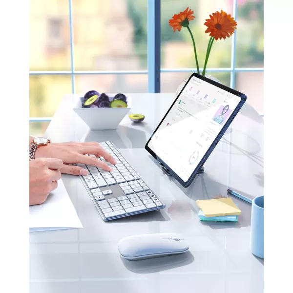 Wireless Bluetooth Keyboard and Mouse Combo USB  Dual BT seenda MultiDevice Rechargeable Slim Keyboard and Mouse Compatible for Win 7810 MacBook ProAir iPad Tablet  Black GrayWhite Silver
