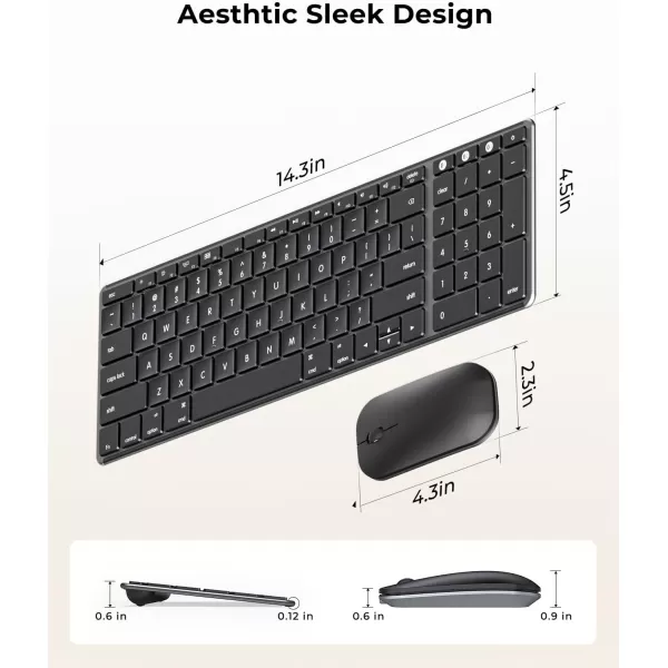 Wireless Bluetooth Keyboard and Mouse for Mac MultiDevice Rechargeable Slim Keyboard and Mouse Stainless Steel Full Size Compatible with MacBook ProAir iPad iMac  Space GraySpace Gray