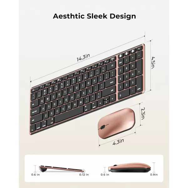 Wireless Bluetooth Keyboard and Mouse for Mac MultiDevice Rechargeable Slim Keyboard and Mouse Stainless Steel Full Size Compatible with MacBook ProAir iPad iMac  Space GrayBlack Rose Gold