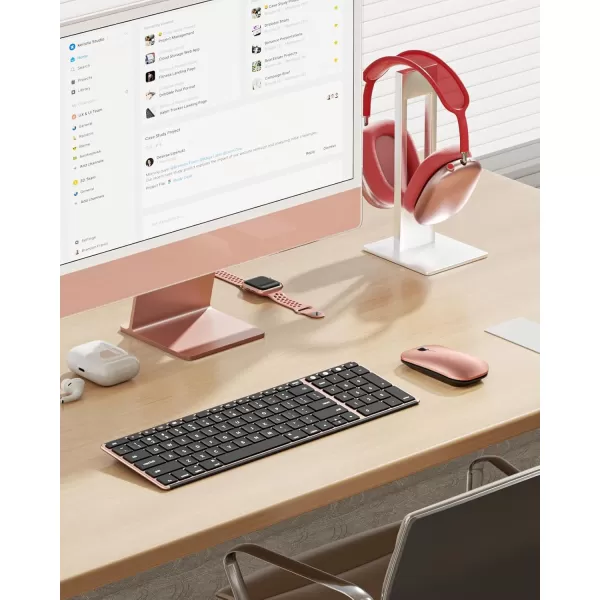 Wireless Bluetooth Keyboard and Mouse for Mac MultiDevice Rechargeable Slim Keyboard and Mouse Stainless Steel Full Size Compatible with MacBook ProAir iPad iMac  Space GrayBlack Rose Gold