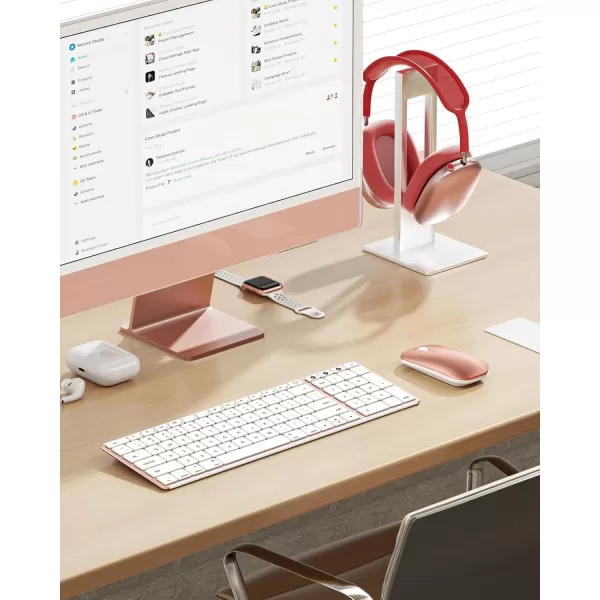Wireless Bluetooth Keyboard and Mouse for Mac MultiDevice Rechargeable Slim Keyboard and Mouse Stainless Steel Full Size Compatible with MacBook ProAir iPad iMac  Space GrayWhite Rose Gold