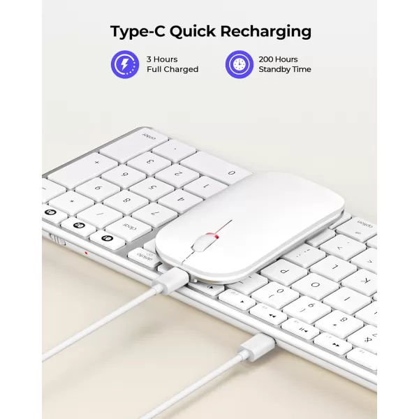 Wireless Bluetooth Keyboard and Mouse for Mac MultiDevice Rechargeable Slim Keyboard and Mouse Stainless Steel Full Size Compatible with MacBook ProAir iPad iMac  Space GrayWhite Silver