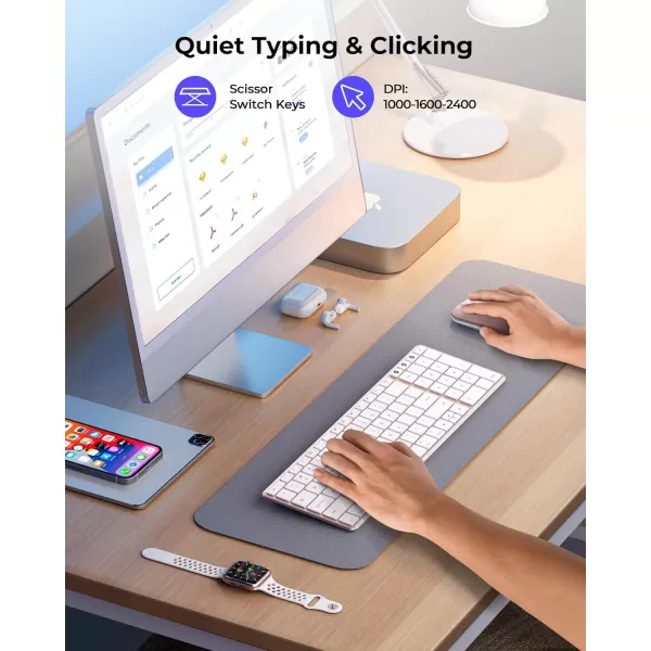 Wireless Bluetooth Keyboard and Mouse for Mac MultiDevice Rechargeable Slim Keyboard and Mouse Stainless Steel Full Size Compatible with MacBook ProAir iPad iMac  Space GrayWhite Rose Gold