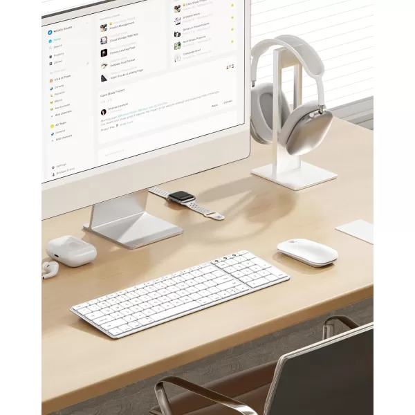 Wireless Bluetooth Keyboard and Mouse for Mac MultiDevice Rechargeable Slim Keyboard and Mouse Stainless Steel Full Size Compatible with MacBook ProAir iPad iMac  Space GrayWhite Silver