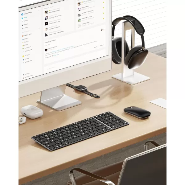 Wireless Bluetooth Keyboard and Mouse for Mac MultiDevice Rechargeable Slim Keyboard and Mouse Stainless Steel Full Size Compatible with MacBook ProAir iPad iMac  Space GraySpace Gray