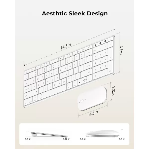 Wireless Bluetooth Keyboard and Mouse for Mac MultiDevice Rechargeable Slim Keyboard and Mouse Stainless Steel Full Size Compatible with MacBook ProAir iPad iMac  Space GrayWhite Silver
