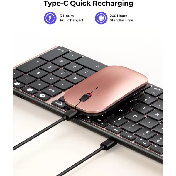 Wireless Bluetooth Keyboard and Mouse for Mac MultiDevice Rechargeable Slim Keyboard and Mouse Stainless Steel Full Size Compatible with MacBook ProAir iPad iMac  Space GrayBlack Rose Gold