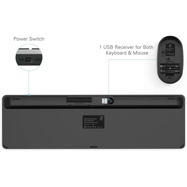 Wireless Keyboard and Mouse Combo  Full Size Slim Thin Wireless Keyboard Mouse with Numeric Keypad 24G Stable Connection Adjustable DPI White ampamp SilverBlack  Silver
