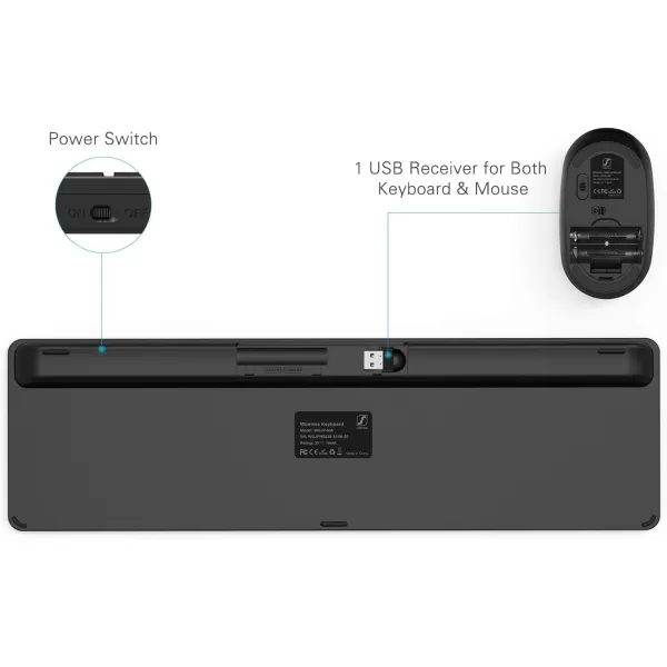 Wireless Keyboard and Mouse Combo  Full Size Slim Thin Wireless Keyboard Mouse with Numeric Keypad 24G Stable Connection Adjustable DPI White ampamp SilverBlack  Grey