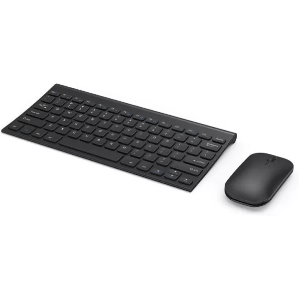 Rechargeable Wireless Keyboard Mouse Combo Seenda Ultra Slim Small Compact Keyboard and Mouse with Long Battery Life for Windows Laptop Computer BlackBlack Small Keyboard Mouse Combo