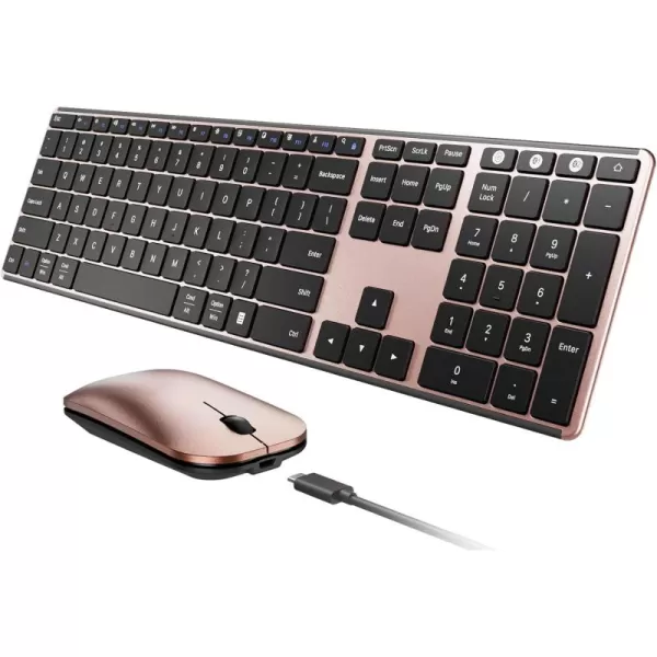 Wireless Bluetooth Keyboard and Mouse Combo USB  Dual BT seenda MultiDevice Rechargeable Slim Keyboard and Mouse Compatible for Win 7810 MacBook ProAir iPad Tablet  Black GrayBlack Rose Gold