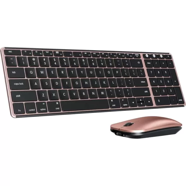 Wireless Bluetooth Keyboard and Mouse for Mac MultiDevice Rechargeable Slim Keyboard and Mouse Stainless Steel Full Size Compatible with MacBook ProAir iPad iMac  Space GrayBlack Rose Gold