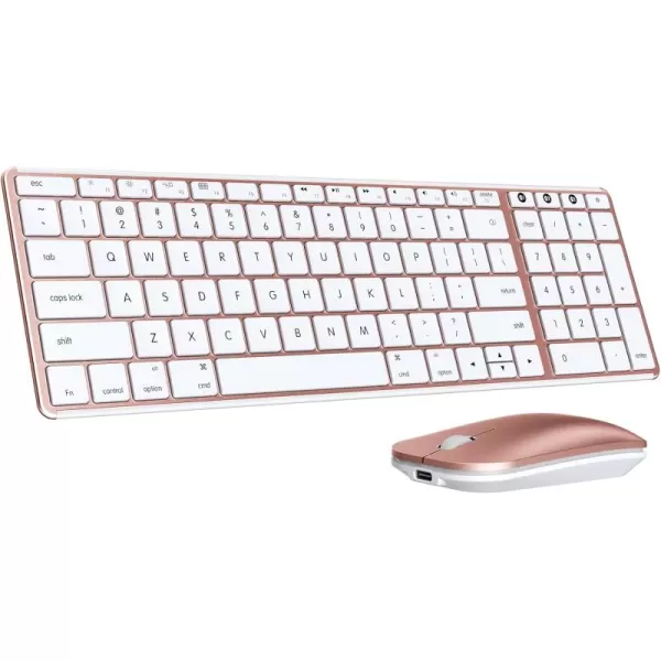 Wireless Bluetooth Keyboard and Mouse for Mac MultiDevice Rechargeable Slim Keyboard and Mouse Stainless Steel Full Size Compatible with MacBook ProAir iPad iMac  Space GrayWhite Rose Gold