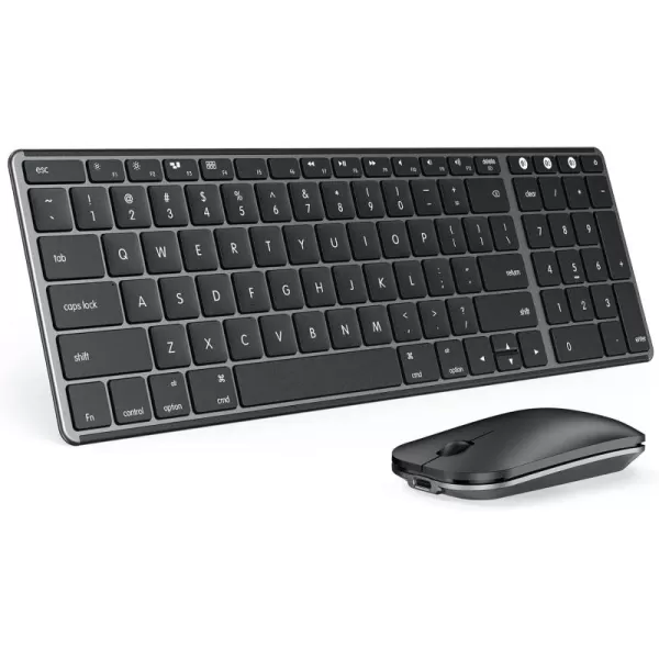 Wireless Bluetooth Keyboard and Mouse for Mac MultiDevice Rechargeable Slim Keyboard and Mouse Stainless Steel Full Size Compatible with MacBook ProAir iPad iMac  Space GraySpace Gray