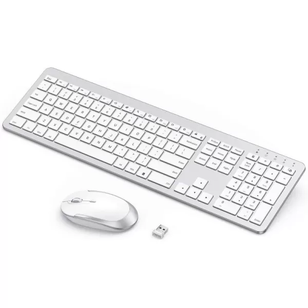 seenda Rechargeable Wireless Keyboard Mouse Combo Full Size Cordless Keyboard ampamp Mouse Sets with Buildin Lithium Battery Ultra Thin Quiet Keyboard Mice Rose Gold ampamp BlackWhite and Silver