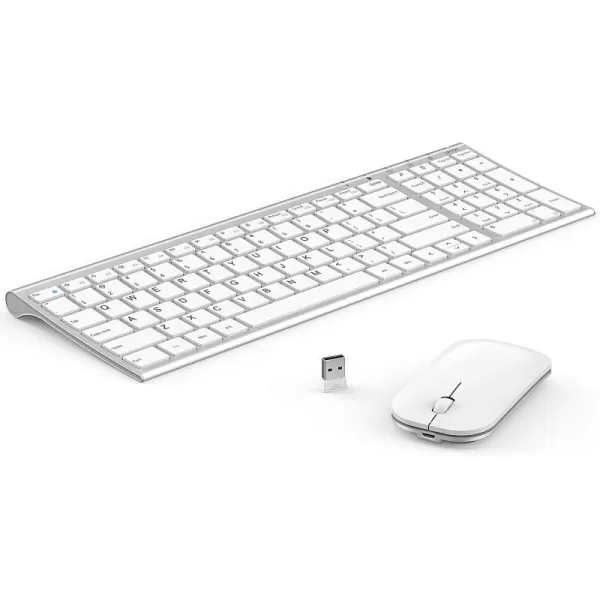 seenda Rechargeable Wireless Keyboard Mouse Ultra Thin Low Profile Wireless Keyboard and Mouse Combo with Number Pad for Windows XP78101111 Pro Black and GreySilver White