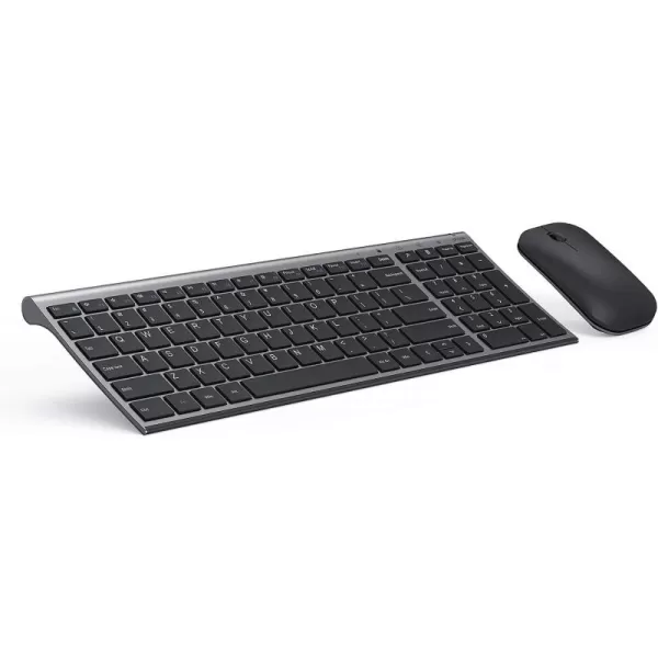 seenda Rechargeable Wireless Keyboard Mouse Ultra Thin Low Profile Wireless Keyboard and Mouse Combo with Number Pad for Windows XP78101111 Pro Black and GreyBlack and Grey