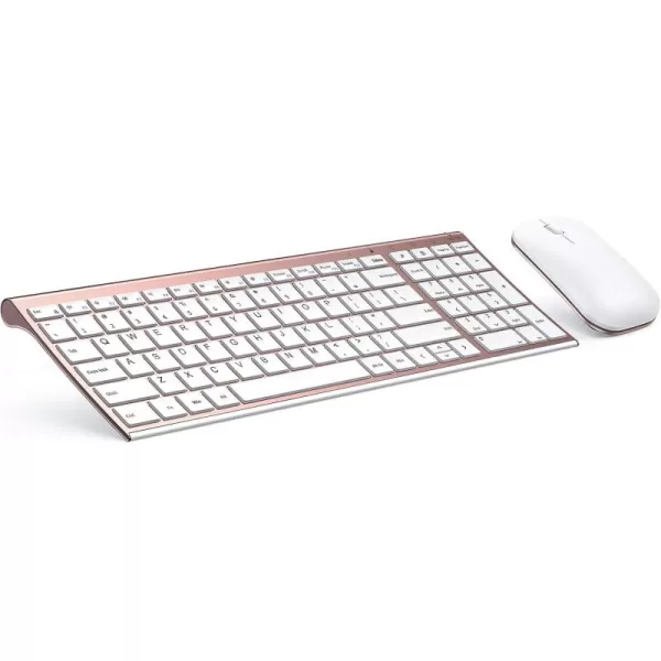 seenda Rechargeable Wireless Keyboard Mouse Ultra Thin Low Profile Wireless Keyboard and Mouse Combo with Number Pad for Windows XP78101111 Pro Black and GreyWireless Keyboard Mouse Rose Gold