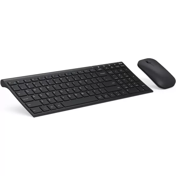 seenda Rechargeable Wireless Keyboard Mouse Ultra Thin Low Profile Wireless Keyboard and Mouse Combo with Number Pad for Windows XP78101111 Pro Black and GreyRechargeable Wireless Keyboard Mouse Black