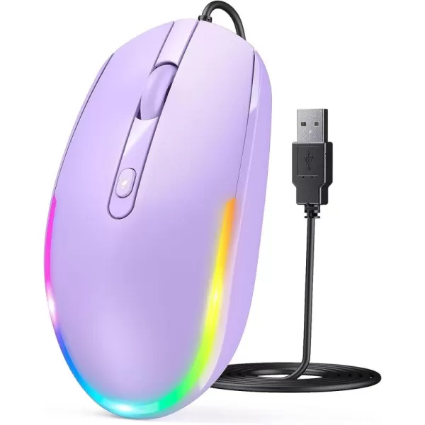 seenda Wired Mouse  USB Computer Mouse Wired with RGB Backlit Optical LED Mouse with Attached USB Cord for Laptops Notebooks Chromebook  BlackPurple