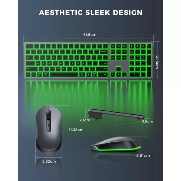 seenda Backlit Wireless Keyboard Mouse Full Size Rechargeable Keyboard ampamp Mouse Set 7Color Quiet Lighted Keys LED Wireless Mouse for PC Mac Chormebook Windows Computer Laptop 7Color Backlight