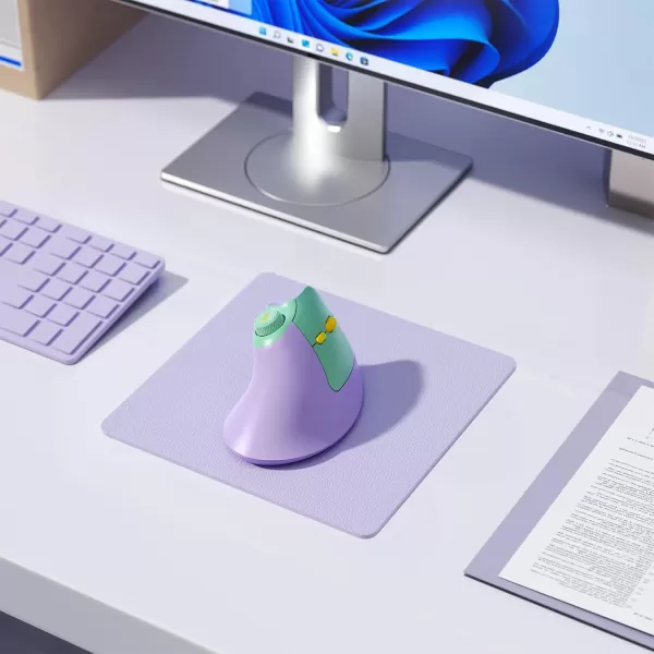 seenda Ergonomic Mouse Rechargeable Vertical Wireless Mouse with Volume knob Quiet clicks 3 Device Connection Bluetooth or USB Optical Mice for Windows PCMac PurplePurple