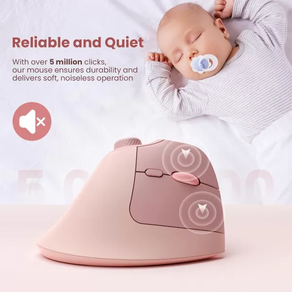 seenda Ergonomic Mouse Rechargeable Vertical Wireless Mouse with Volume knob Quiet clicks 3 Device Connection Bluetooth or USB Optical Mice for Windows PCMac PurpleRose