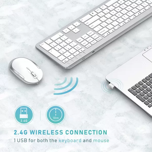 seenda Rechargeable Wireless Keyboard Mouse Combo Full Size Cordless Keyboard ampamp Mouse Sets with Buildin Lithium Battery Ultra Thin Quiet Keyboard Mice Rose Gold ampamp BlackWhite and Silver