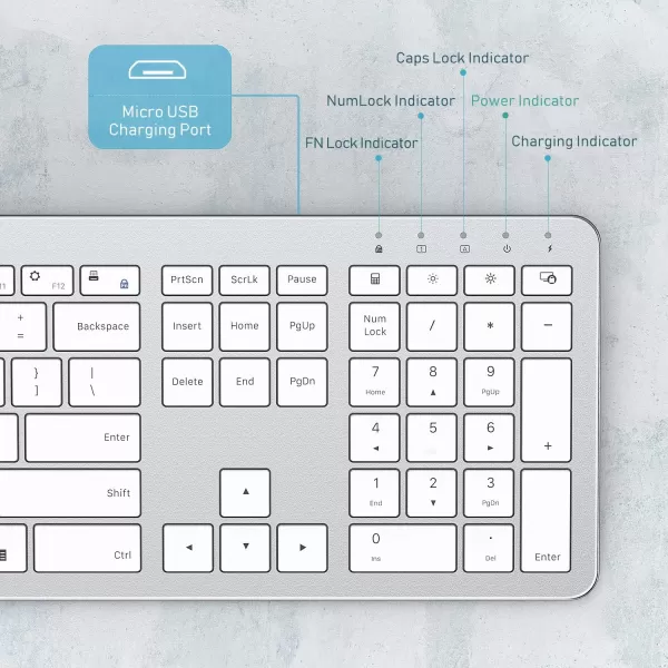 seenda Rechargeable Wireless Keyboard Mouse Combo Full Size Cordless Keyboard ampamp Mouse Sets with Buildin Lithium Battery Ultra Thin Quiet Keyboard Mice Rose Gold ampamp BlackWhite and Silver