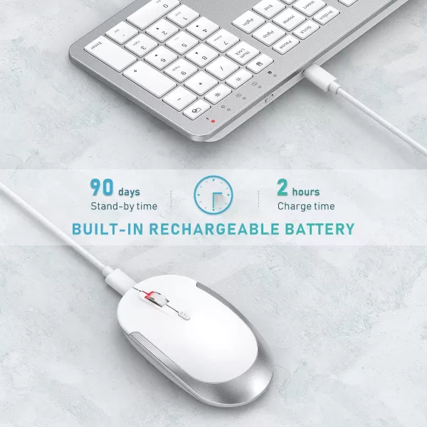 seenda Rechargeable Wireless Keyboard Mouse Combo Full Size Cordless Keyboard ampamp Mouse Sets with Buildin Lithium Battery Ultra Thin Quiet Keyboard Mice Rose Gold ampamp BlackWhite and Silver