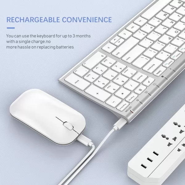 seenda Rechargeable Wireless Keyboard Mouse Ultra Thin Low Profile Wireless Keyboard and Mouse Combo with Number Pad for Windows XP78101111 Pro Black and GreySilver White
