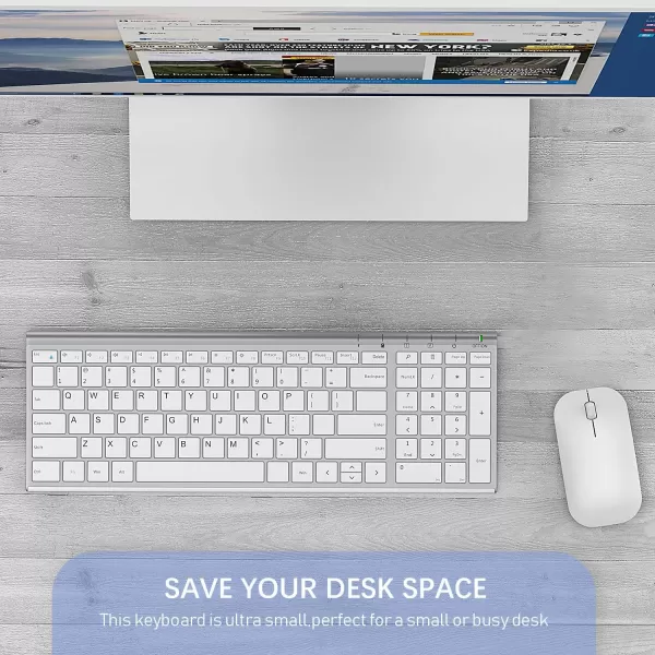 seenda Rechargeable Wireless Keyboard Mouse Ultra Thin Low Profile Wireless Keyboard and Mouse Combo with Number Pad for Windows XP78101111 Pro Black and GreySilver White