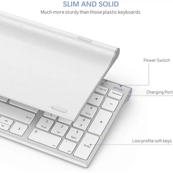 seenda Rechargeable Wireless Keyboard Mouse Ultra Thin Low Profile Wireless Keyboard and Mouse Combo with Number Pad for Windows XP78101111 Pro Black and GreySilver White