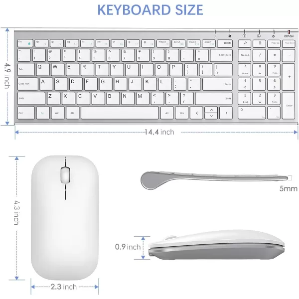 seenda Rechargeable Wireless Keyboard Mouse Ultra Thin Low Profile Wireless Keyboard and Mouse Combo with Number Pad for Windows XP78101111 Pro Black and GreySilver White