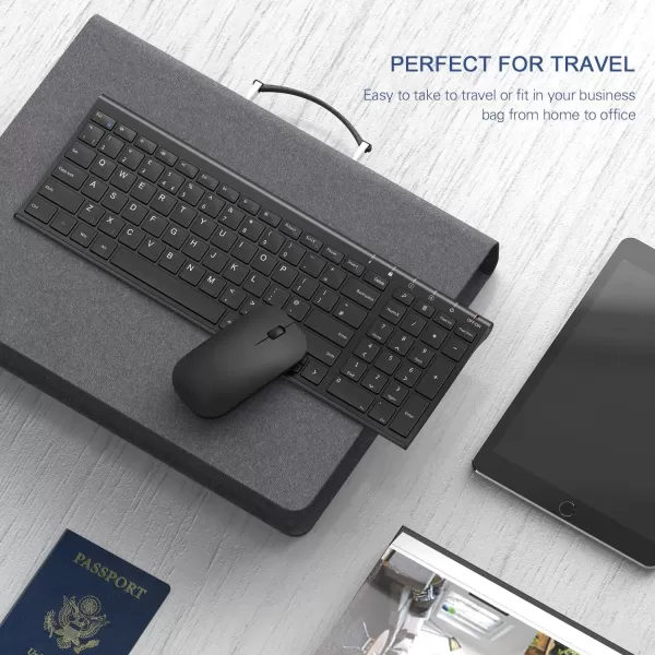 seenda Rechargeable Wireless Keyboard Mouse Ultra Thin Low Profile Wireless Keyboard and Mouse Combo with Number Pad for Windows XP78101111 Pro Black and GreyRechargeable Wireless Keyboard Mouse Black