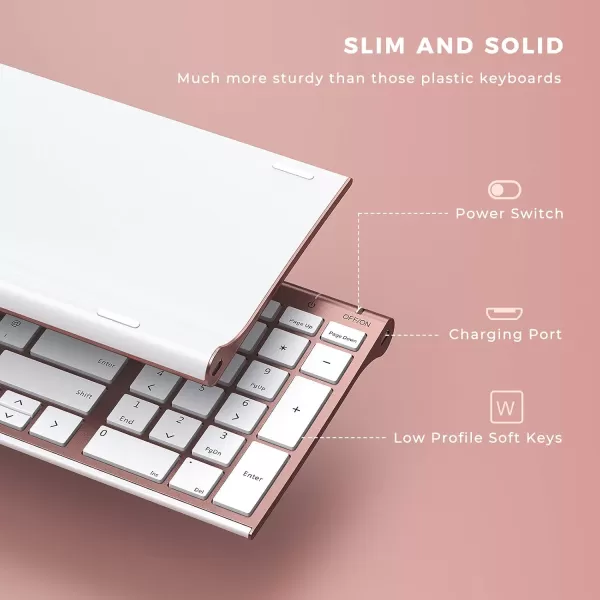 seenda Rechargeable Wireless Keyboard Mouse Ultra Thin Low Profile Wireless Keyboard and Mouse Combo with Number Pad for Windows XP78101111 Pro Black and GreyWireless Keyboard Mouse Rose Gold