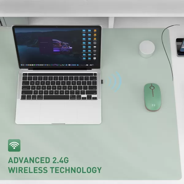 seenda Silent Wireless Mouse Cute Soft 24G Cordless Whisper Quiet Mice Slim ampamp Light for HomeOfficeTravel Portable Laptop Mouse with USB Receiver for PC Computer Desktop Notebook GreenGreen