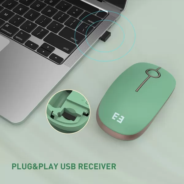 seenda Silent Wireless Mouse Cute Soft 24G Cordless Whisper Quiet Mice Slim ampamp Light for HomeOfficeTravel Portable Laptop Mouse with USB Receiver for PC Computer Desktop Notebook GreenGreen