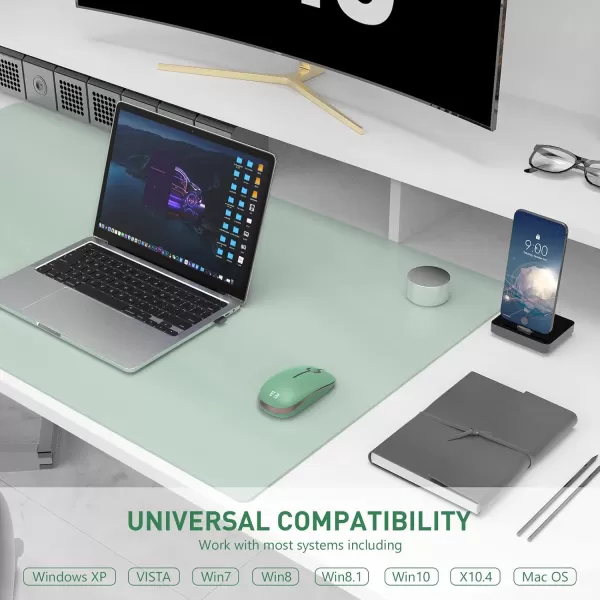 seenda Silent Wireless Mouse Cute Soft 24G Cordless Whisper Quiet Mice Slim ampamp Light for HomeOfficeTravel Portable Laptop Mouse with USB Receiver for PC Computer Desktop Notebook GreenGreen
