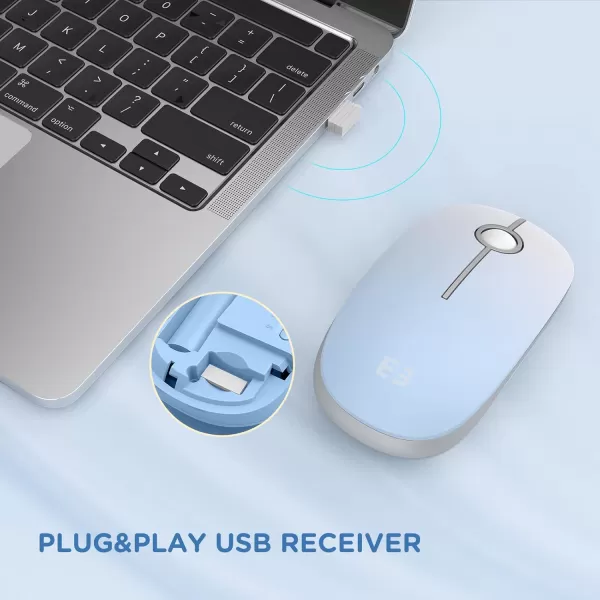 seenda Silent Wireless Mouse Cute Soft 24G Cordless Whisper Quiet Mice Slim ampamp Light for HomeOfficeTravel Portable Laptop Mouse with USB Receiver for PC Computer Desktop Notebook GreenCyan Gradation