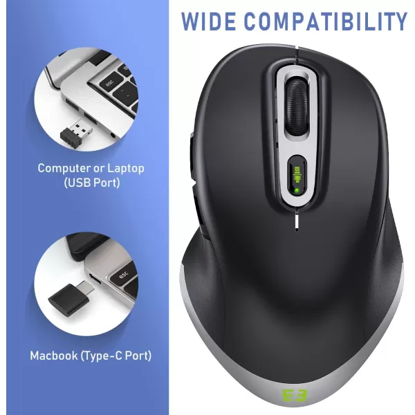 seenda Type C Wireless Mouse 24G USB C and USB A Dual Mode Computer Mice Ergonomic DesignampampSilent Clicking 100016002400 Adjustable DPI for Window PC Laptop MacBook ProAir Tablet