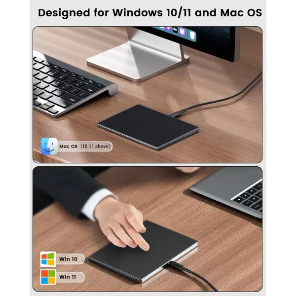 seenda Upgraded Trackpad Smooth Glass Surface with MultiTouch Aluminum Slim USB Wired WinMac Touchpad with High Precision Navigation for Windows 1011 Computer and iMac MacBook AirPro Black