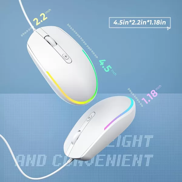 seenda Wired Mouse  USB Computer Mouse Wired with RGB Backlit Optical LED Mouse with Attached USB Cord for Laptops Notebooks Chromebook  Blackwhite