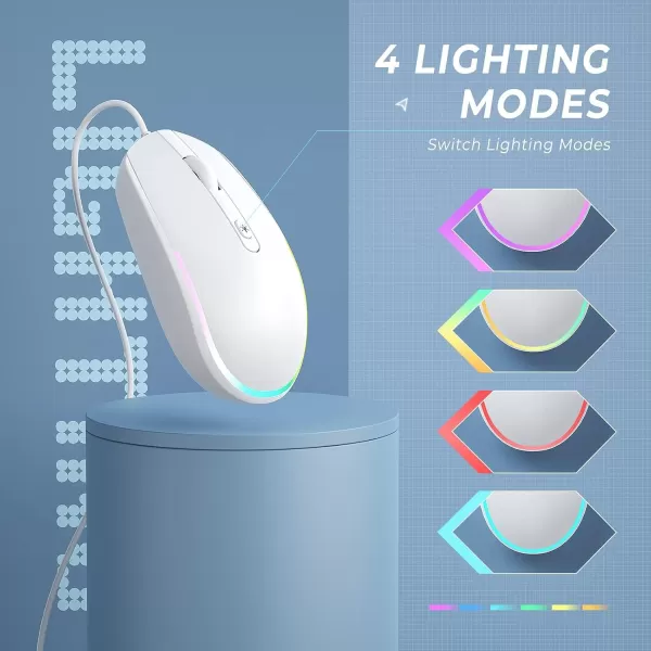 seenda Wired Mouse  USB Computer Mouse Wired with RGB Backlit Optical LED Mouse with Attached USB Cord for Laptops Notebooks Chromebook  Blackwhite