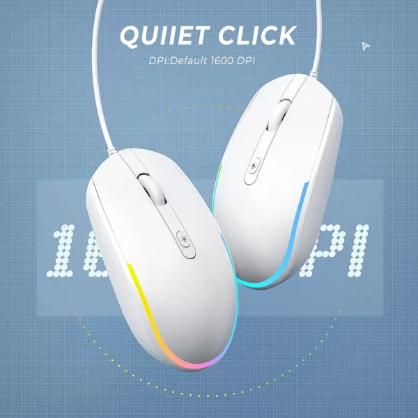 seenda Wired Mouse  USB Computer Mouse Wired with RGB Backlit Optical LED Mouse with Attached USB Cord for Laptops Notebooks Chromebook  Blackwhite