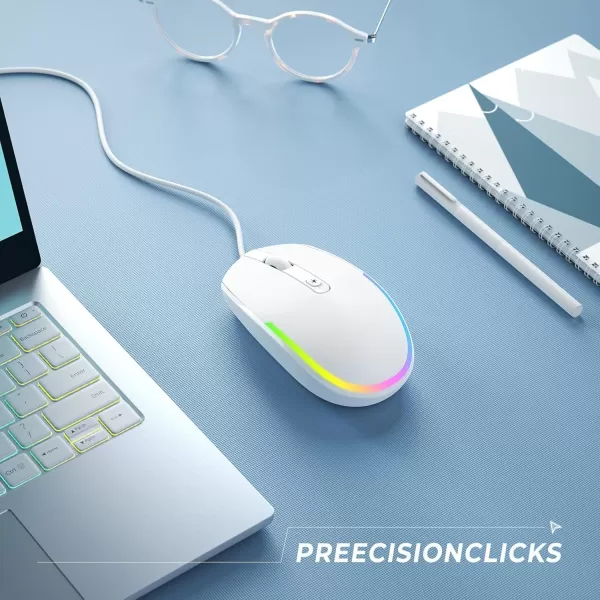 seenda Wired Mouse  USB Computer Mouse Wired with RGB Backlit Optical LED Mouse with Attached USB Cord for Laptops Notebooks Chromebook  Blackwhite