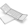 imageseenda Foldable Bluetooth Keyboard for Travel TriFolding Wireless Rechargeable MultiDevice Portable Keyboard with Touchpad for Laptop iPad Tablet PC Smartphone Windows iOS Android PinkSilver White