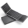 imageseenda Foldable Bluetooth Keyboard for Travel TriFolding Wireless Rechargeable MultiDevice Portable Keyboard with Touchpad for Laptop iPad Tablet PC Smartphone Windows iOS Android PinkDark Grey